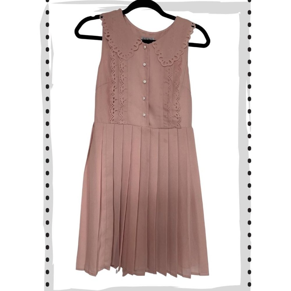 {Kling} Pink Button Up Collared Dress